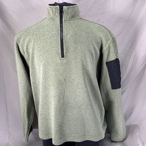 Orvis Green Cotton Half Zip Arm Pocket Sweater  -L